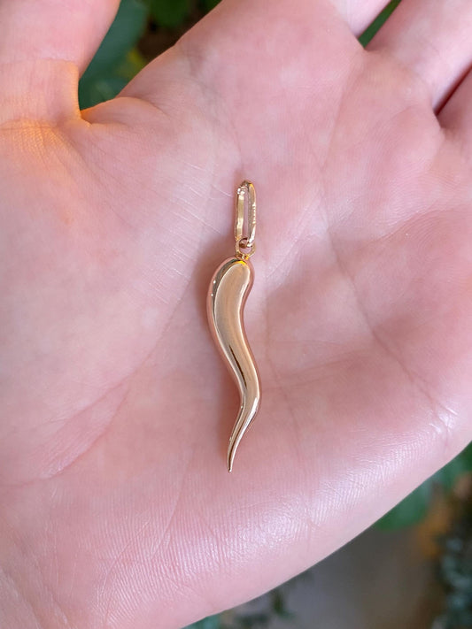 Vintage 18k Rosey Gold Large Italian Horn Charm