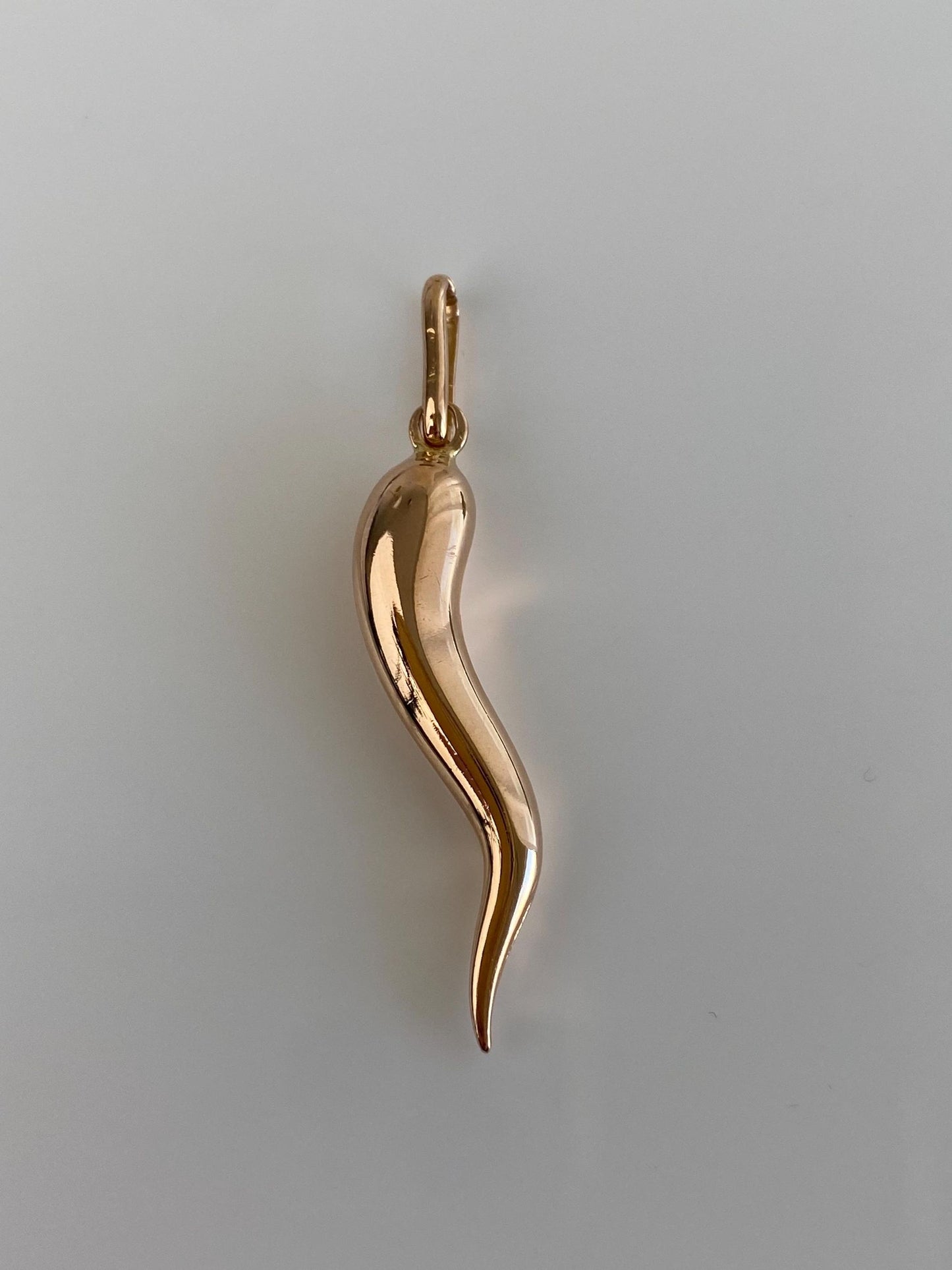Vintage 18k Rosey Gold Large Italian Horn Charm