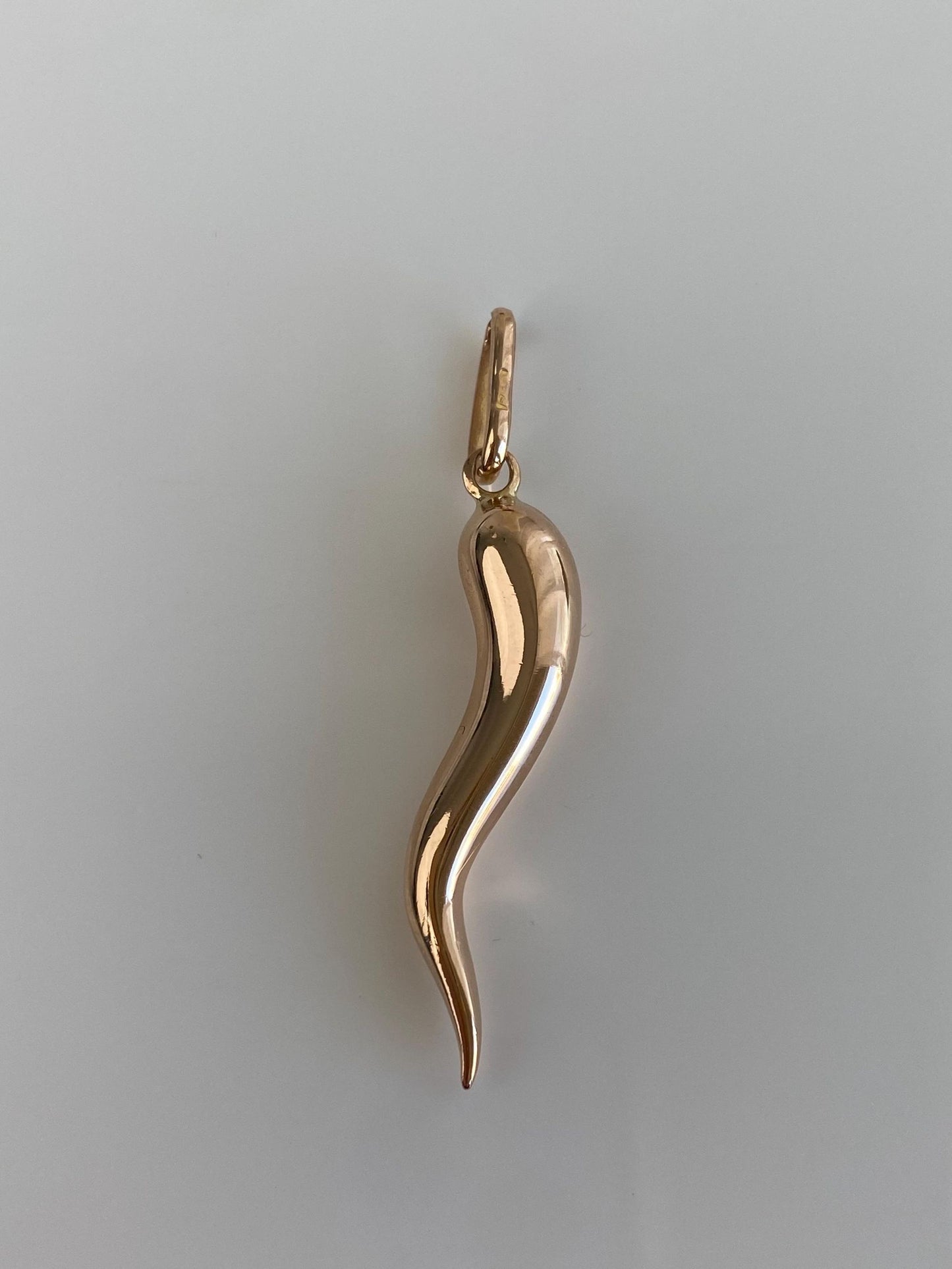 Vintage 18k Rosey Gold Large Italian Horn Charm