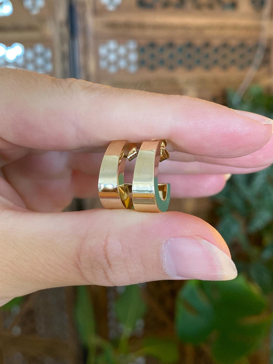 Vintage 14k Yellow Gold Drop Hoop Earrings