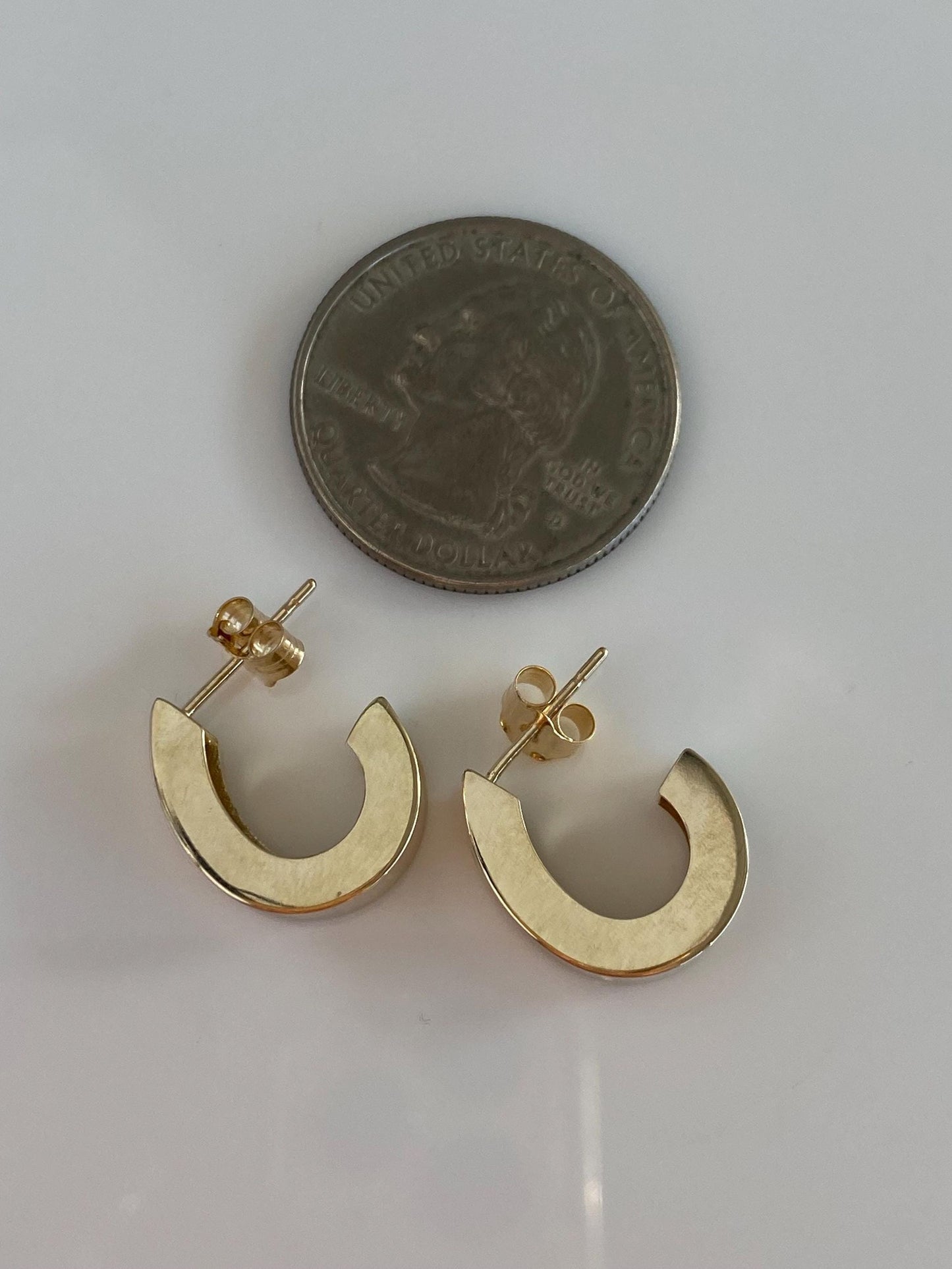 Vintage 14k Yellow Gold Drop Hoop Earrings