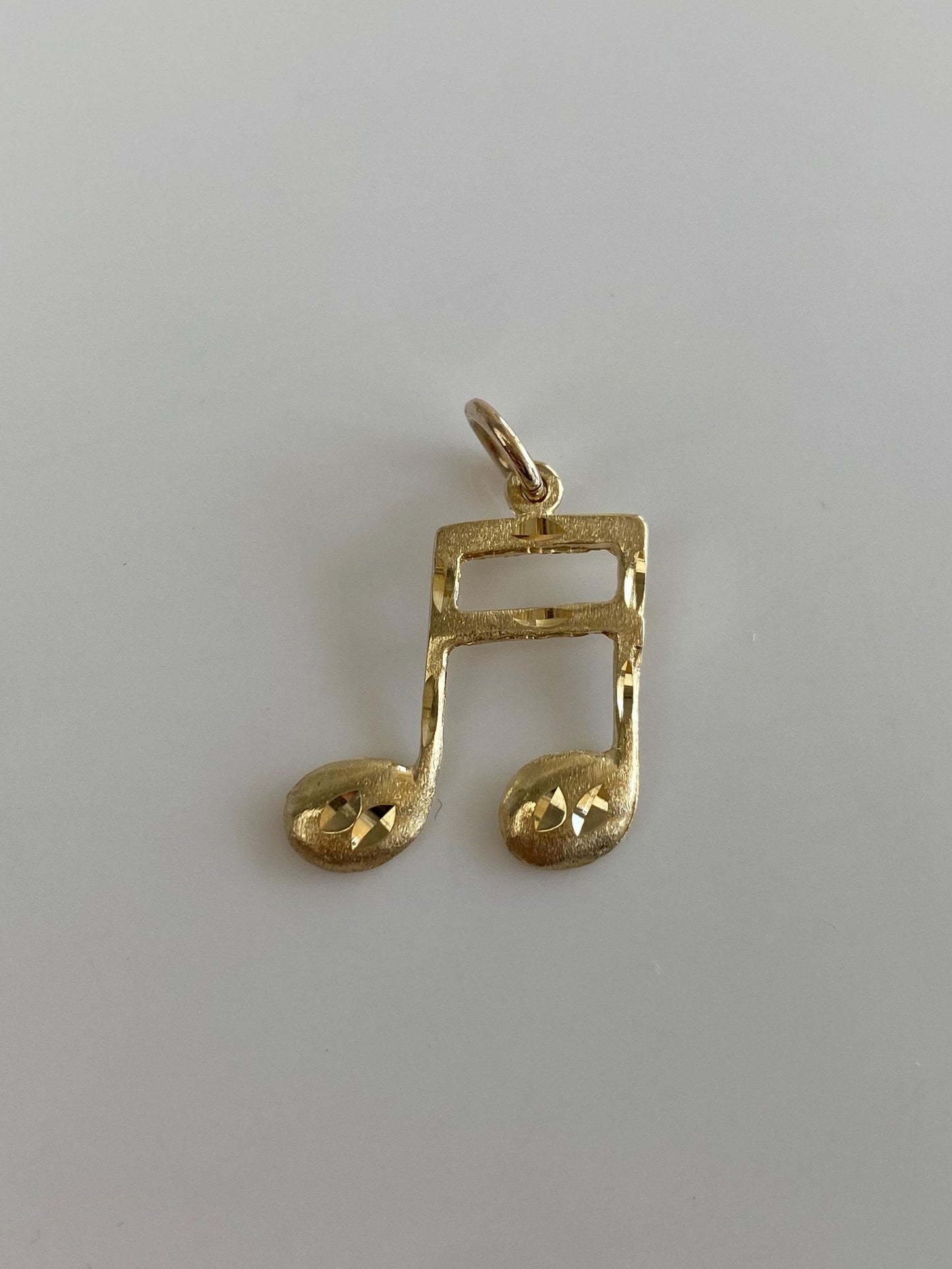 Vintage Solid 14k Yellow Gold Diamond Cut Music Note Charm
