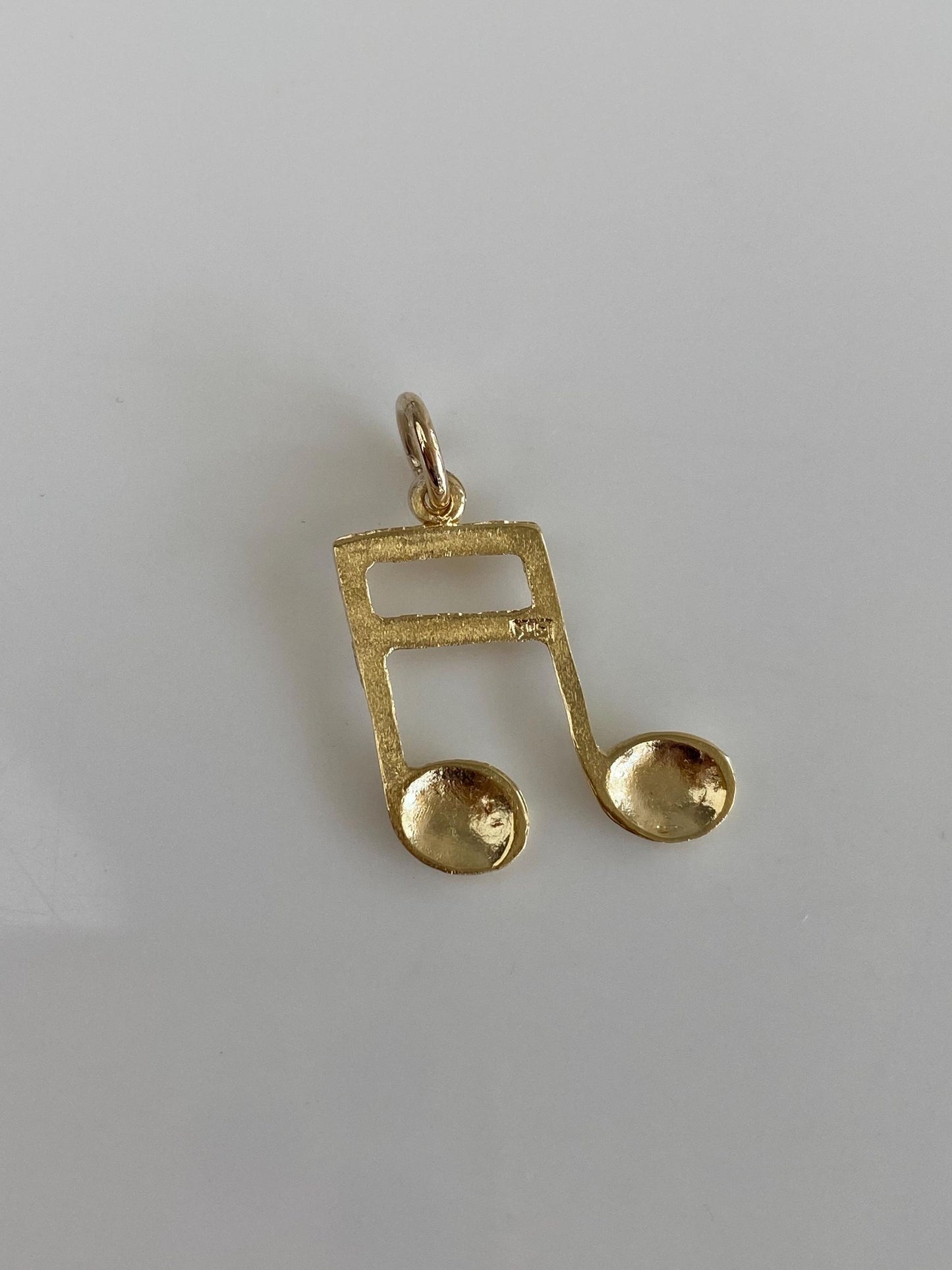 Vintage Solid 14k Yellow Gold Diamond Cut Music Note Charm