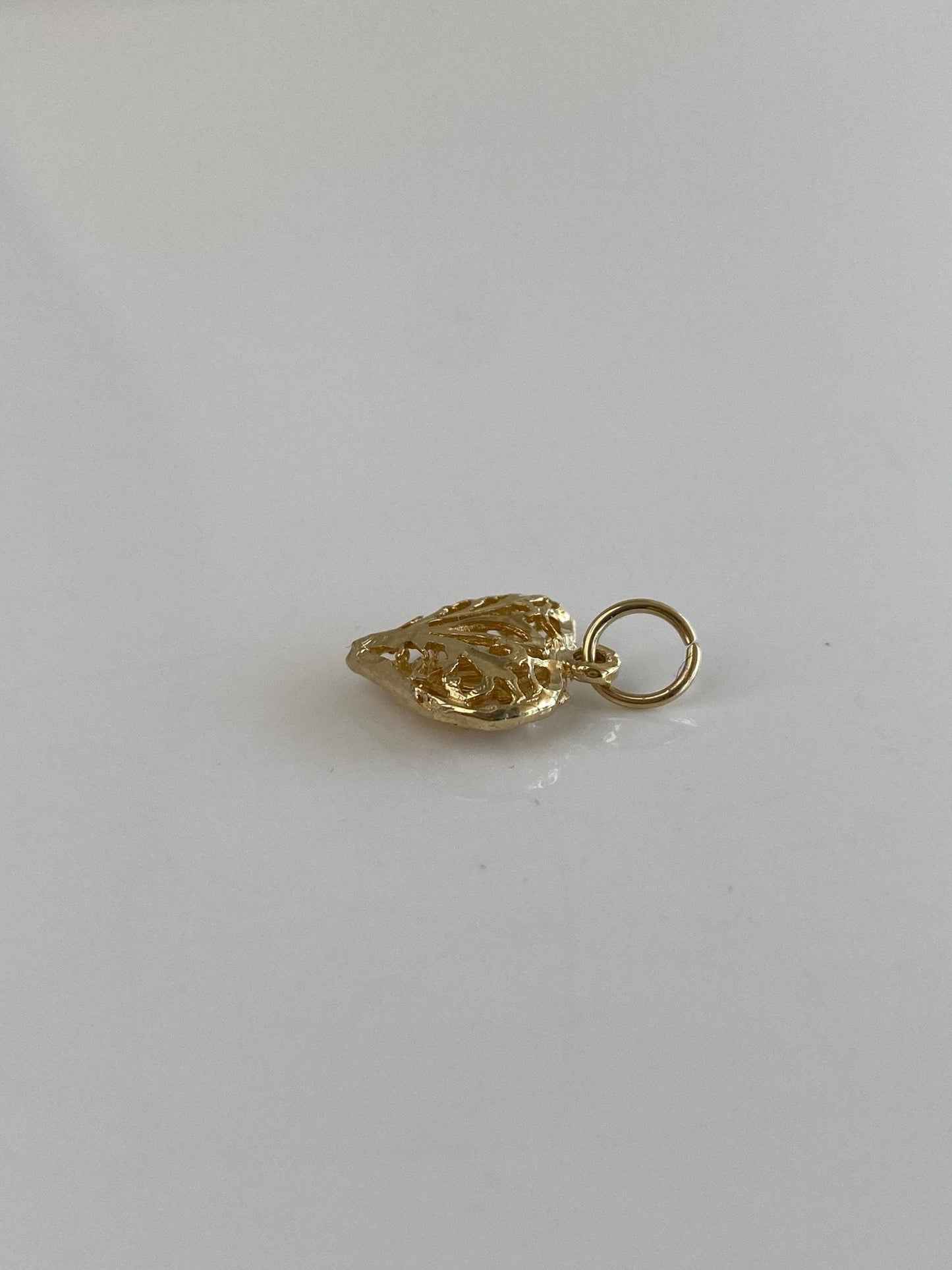 Solid 14k Yellow Gold Open Work Heart Charm