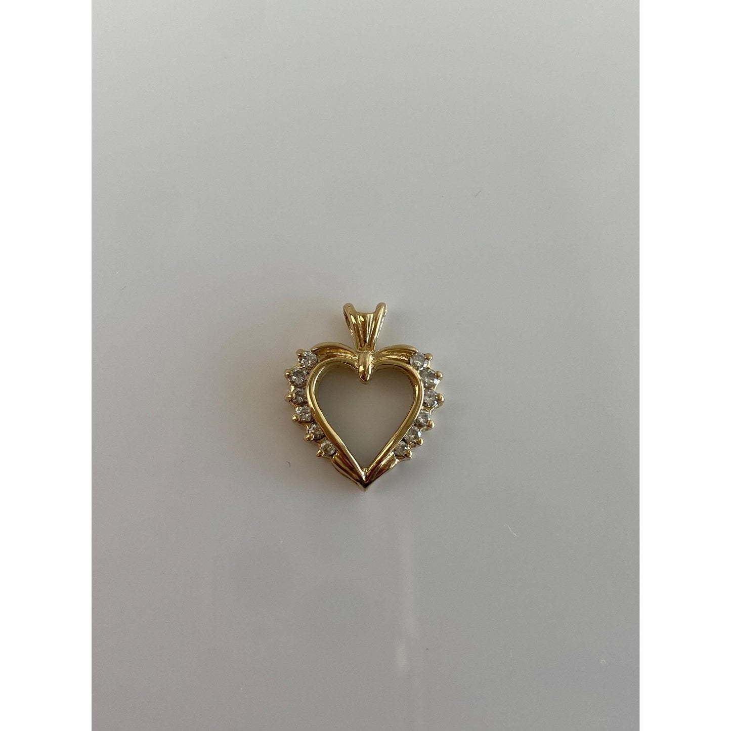 Solid 14k Yellow Gold Diamond Heart Charm