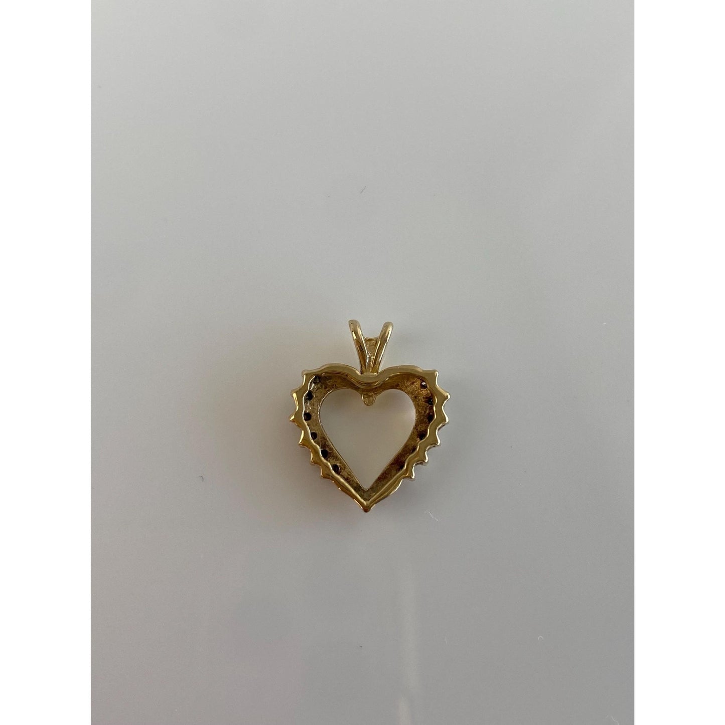 Solid 14k Yellow Gold Diamond Heart Charm