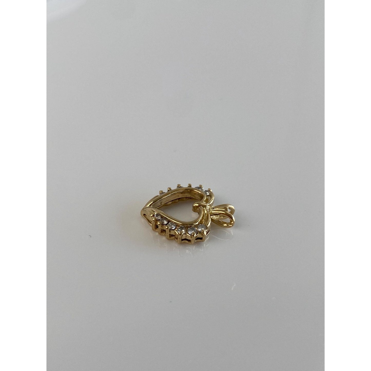 Solid 14k Yellow Gold Diamond Heart Charm