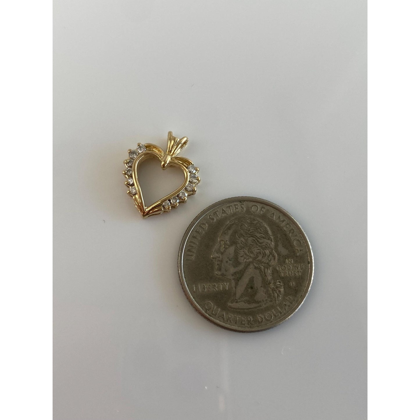 Solid 14k Yellow Gold Diamond Heart Charm
