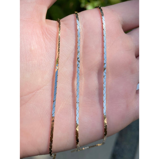 Vintage Solid 14k Yellow Gold Long Triangle Link Chain Necklace - 30.5 inches