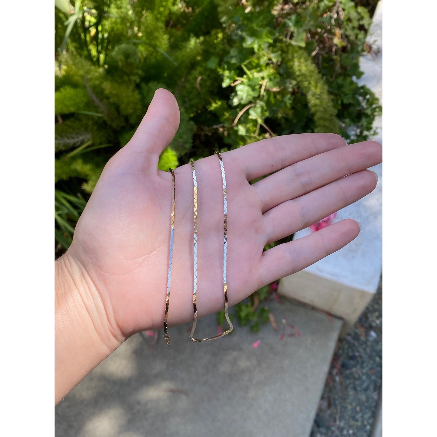 Vintage Solid 14k Yellow Gold Long Triangle Link Chain Necklace - 30.5 inches