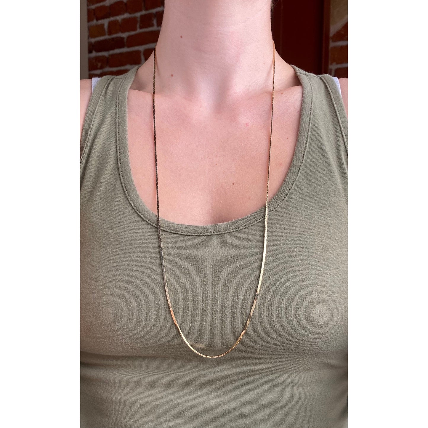 Vintage Solid 14k Yellow Gold Long Triangle Link Chain Necklace - 30.5 inches