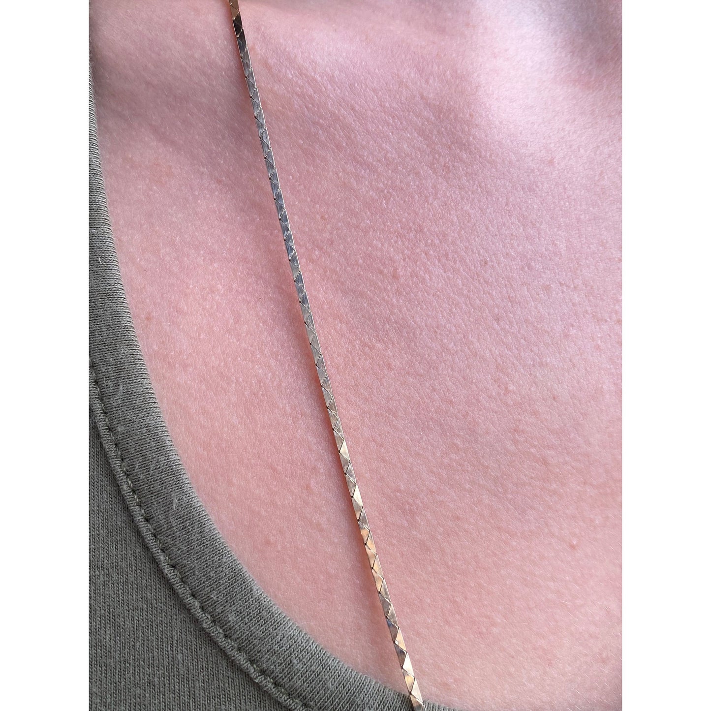 Vintage Solid 14k Yellow Gold Long Triangle Link Chain Necklace - 30.5 inches