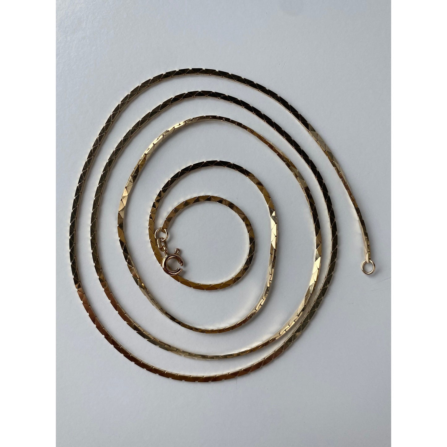 Vintage Solid 14k Yellow Gold Long Triangle Link Chain Necklace - 30.5 inches