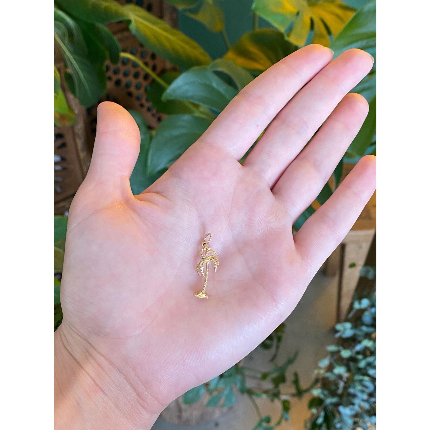 Vintage Solid 14k Yellow Gold Palm Tree Charm