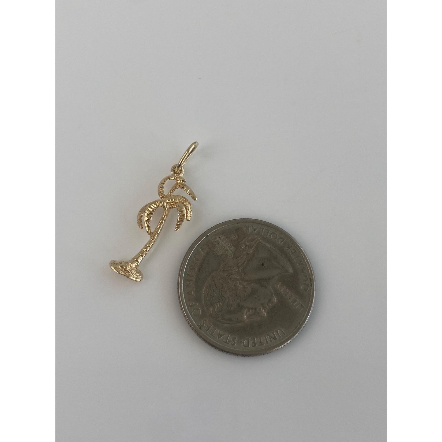 Vintage Solid 14k Yellow Gold Palm Tree Charm