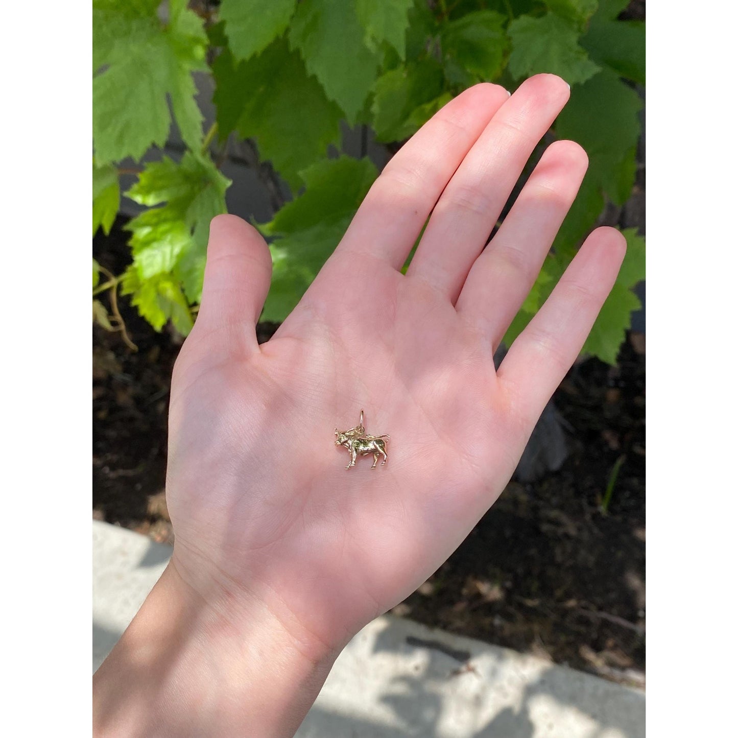 Vintage Solid 9k Rosey Gold Bull Cow Charm