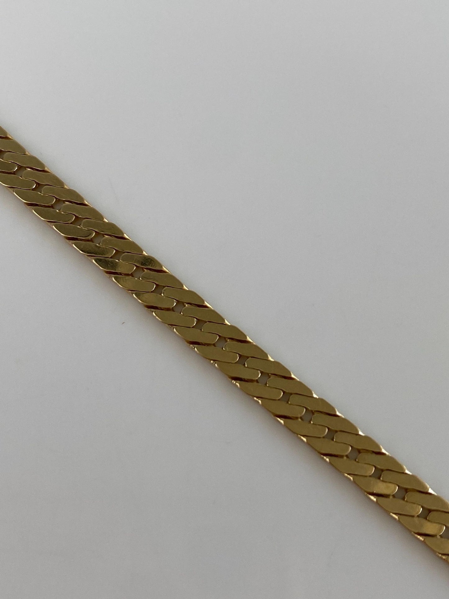 Vintage Solid 14k Yellow Gold Chunky Flat Curb Chain Bracelet - 7 Inches