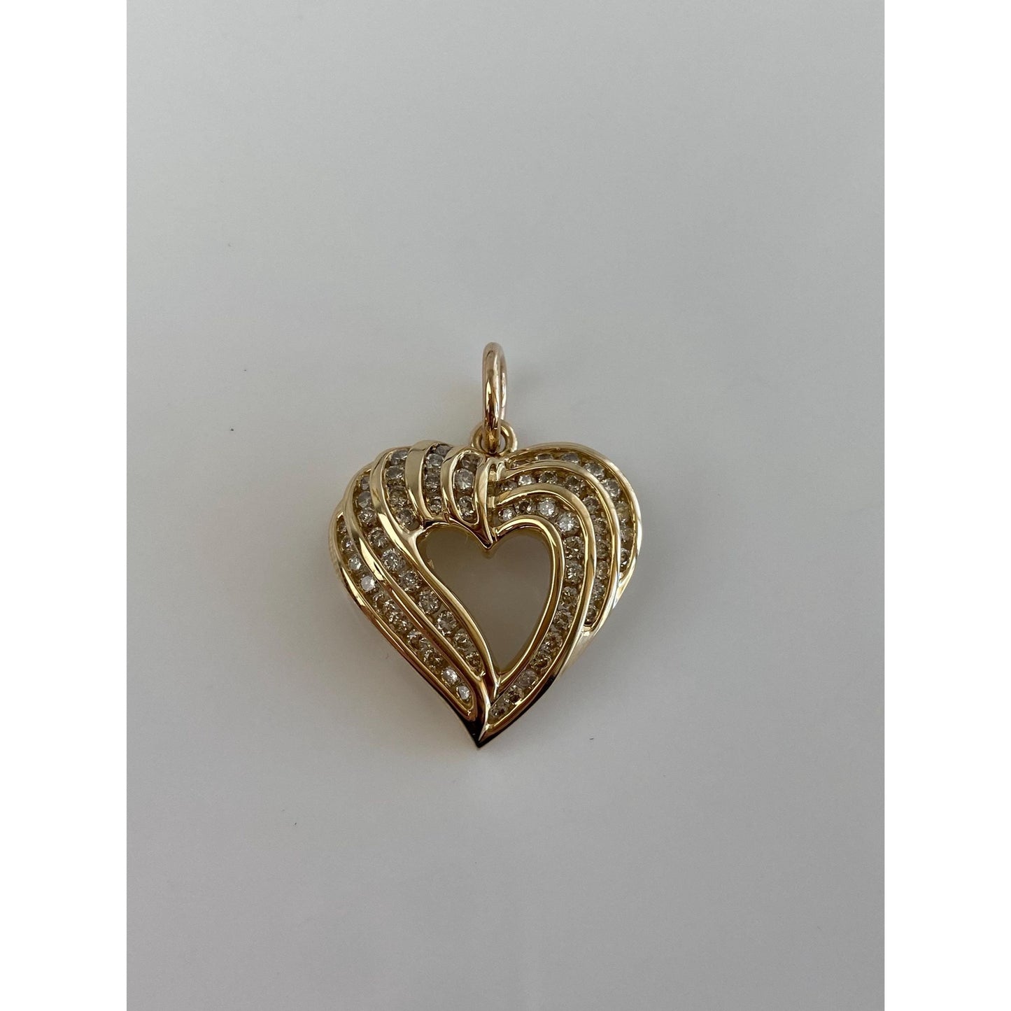 Solid 14k Yellow Gold Diamond Heart Charm