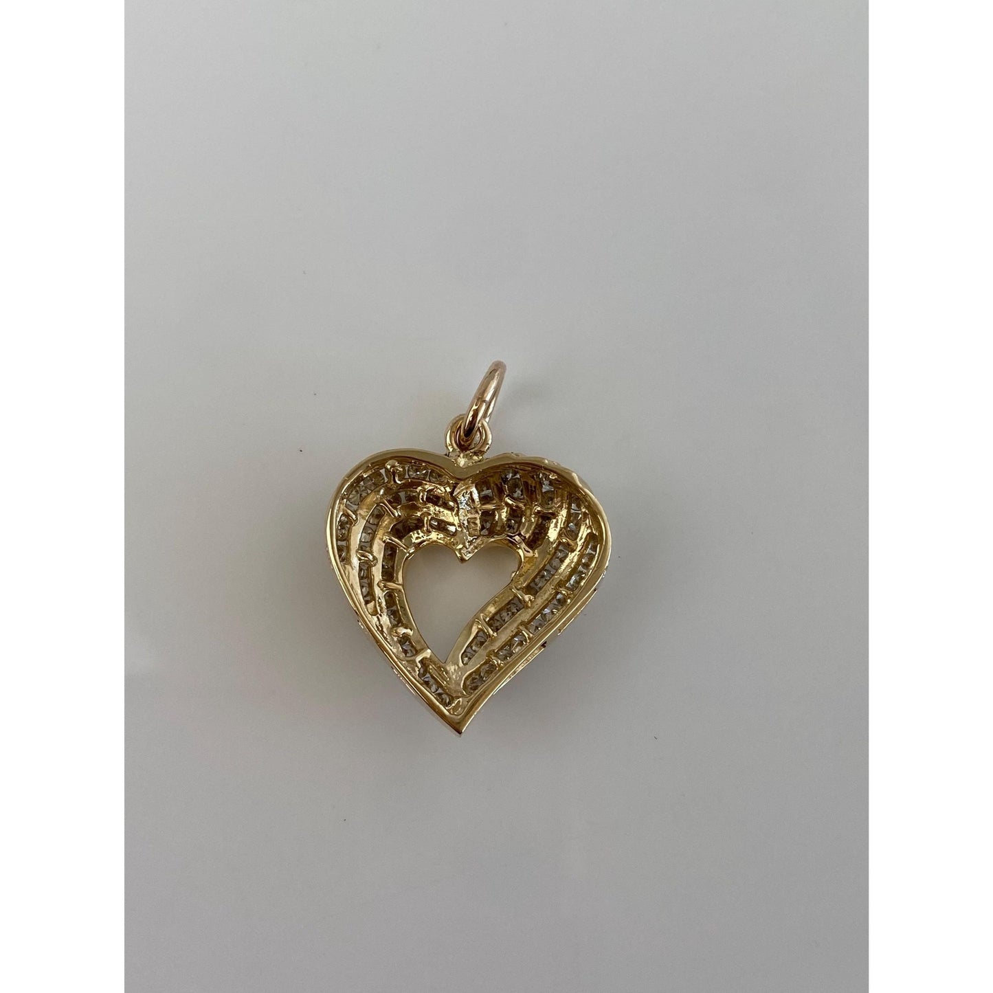 Solid 14k Yellow Gold Diamond Heart Charm