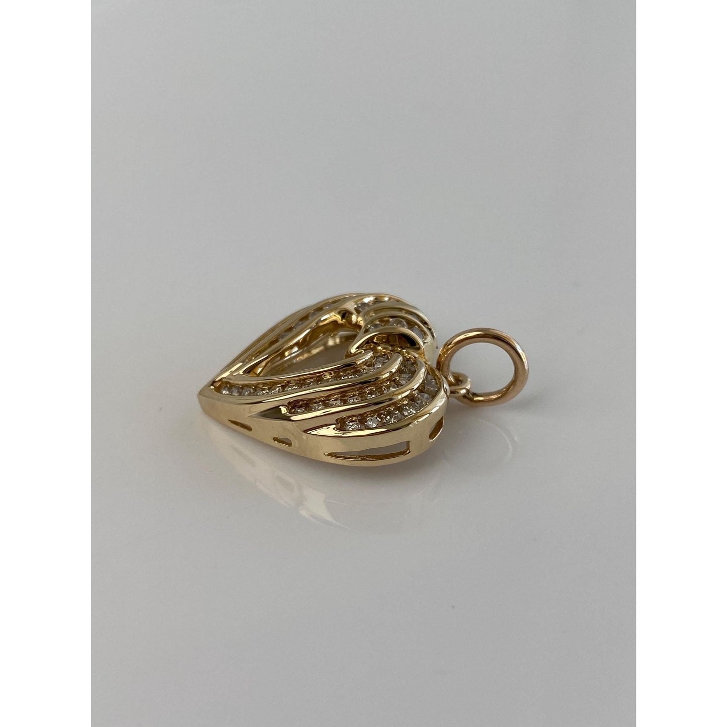 Solid 14k Yellow Gold Diamond Heart Charm