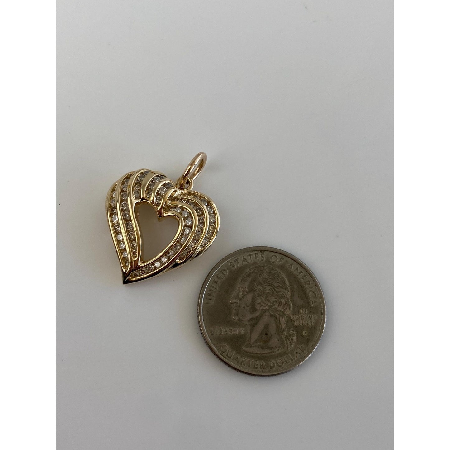 Solid 14k Yellow Gold Diamond Heart Charm