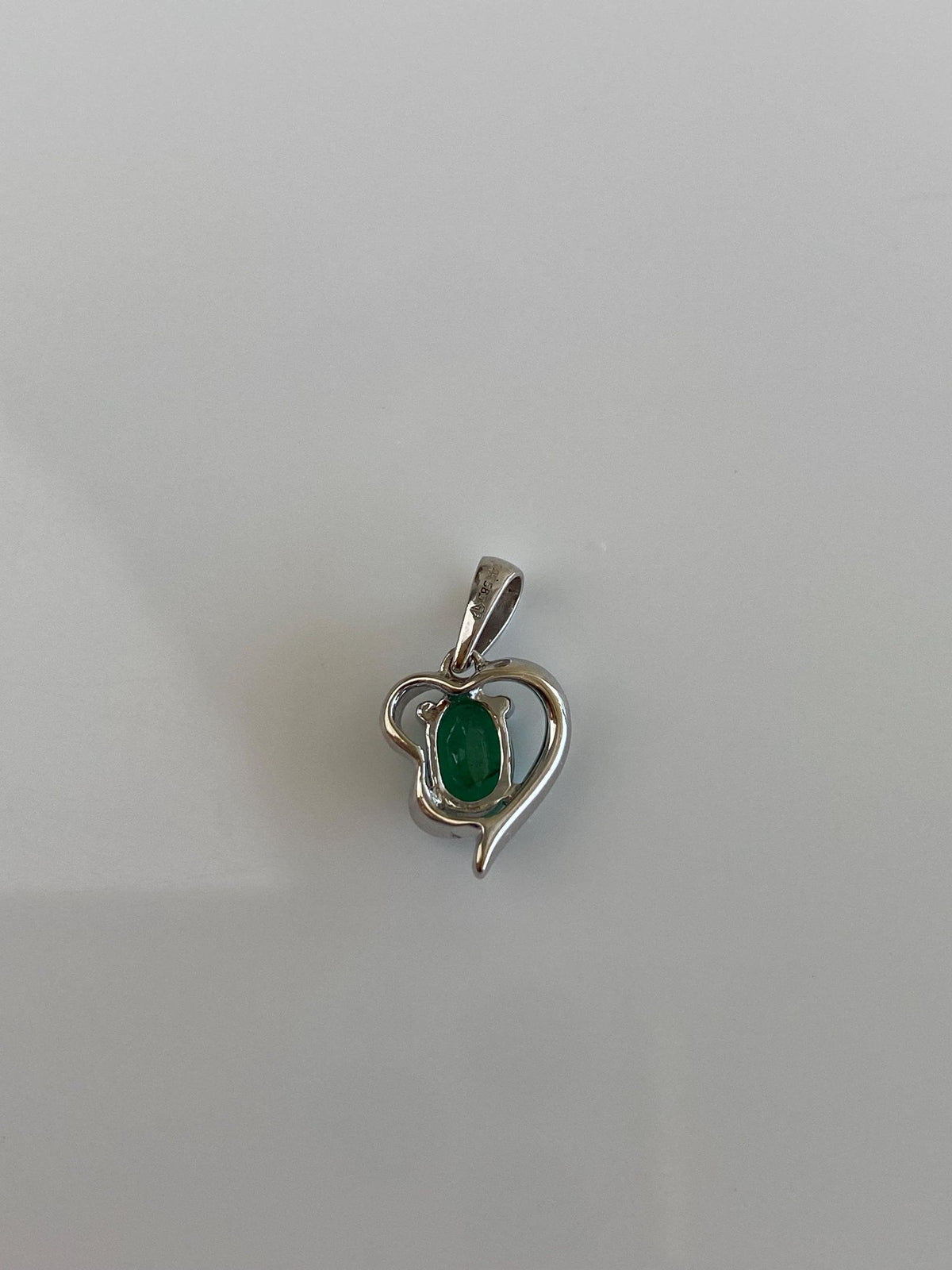 Solid 14k White Gold Emerald Diamond Charm