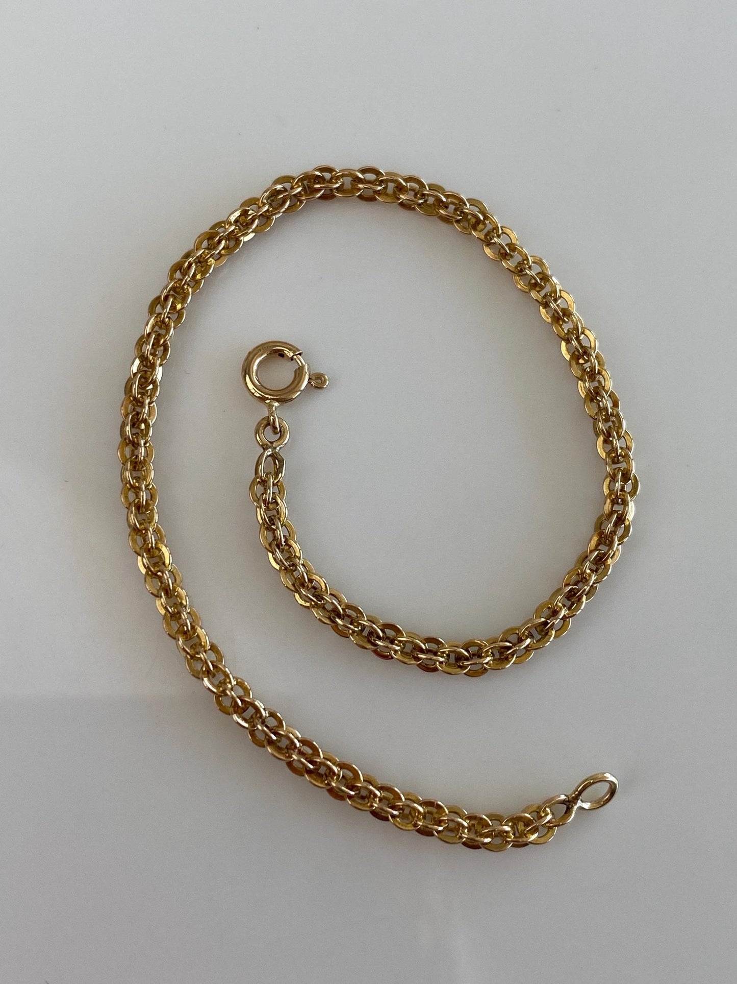 Vintage Solid 10k Yellow Gold Open Weave Chain Bracelet - 7 inches