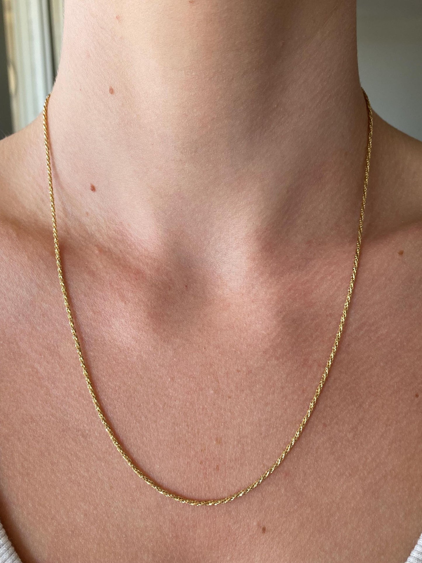 Vintage Solid 14k Yellow Gold Twist Style Chain Necklace - 20 inches