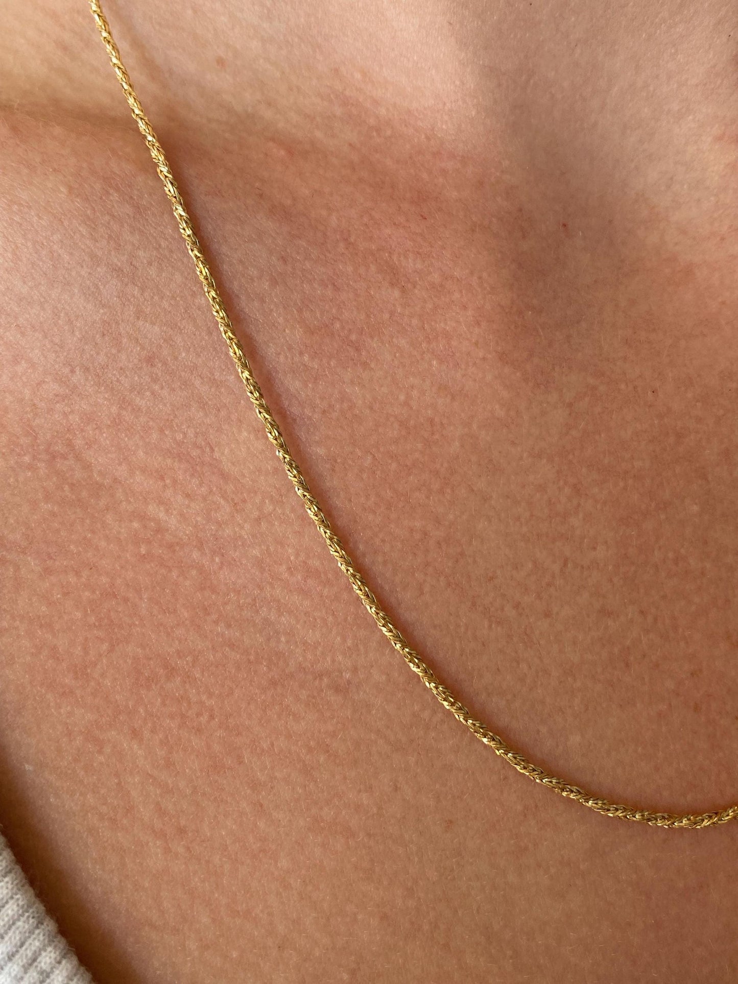 Vintage Solid 14k Yellow Gold Twist Style Chain Necklace - 20 inches