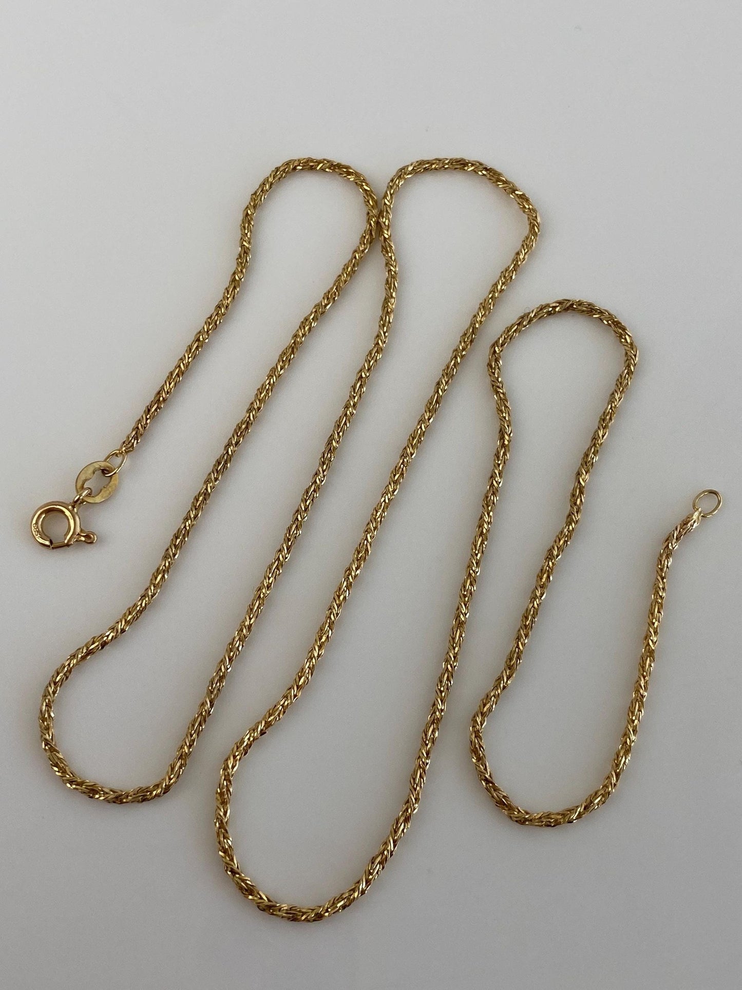Vintage Solid 14k Yellow Gold Twist Style Chain Necklace - 20 inches