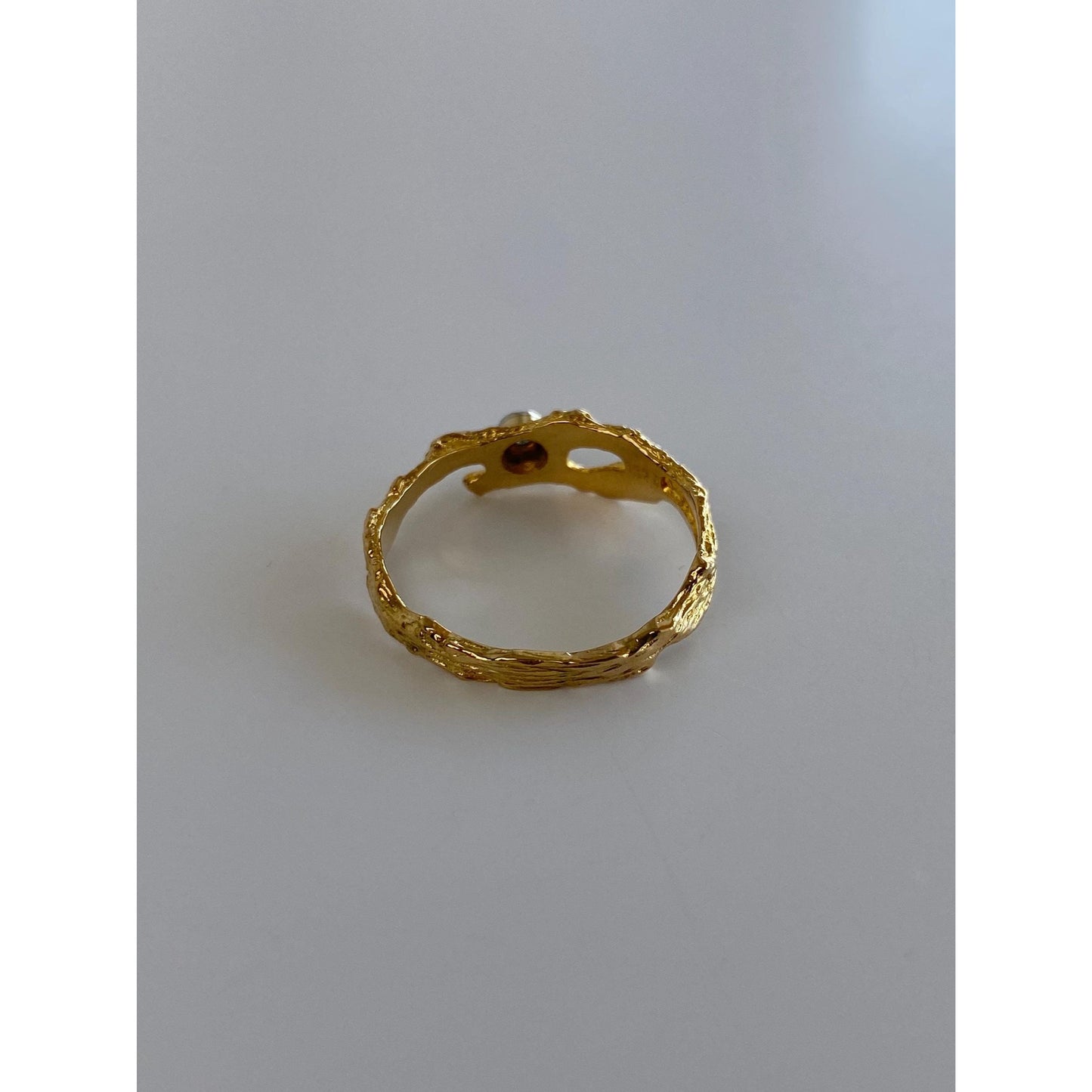 Vintage Solid 18k Yellow Gold Diamond Branch Ring Band - Size 8