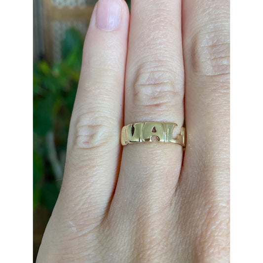 Vintage Solid 14k Yellow Gold VAL Ring - Size 5.25