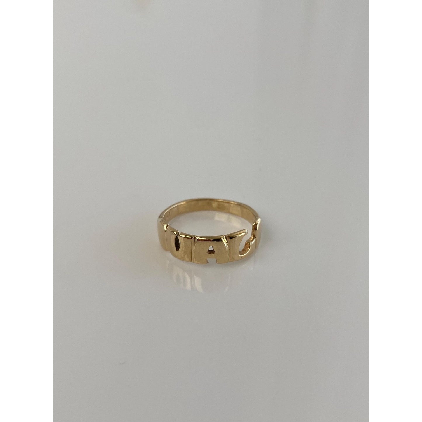 Vintage Solid 14k Yellow Gold VAL Ring - Size 5.25