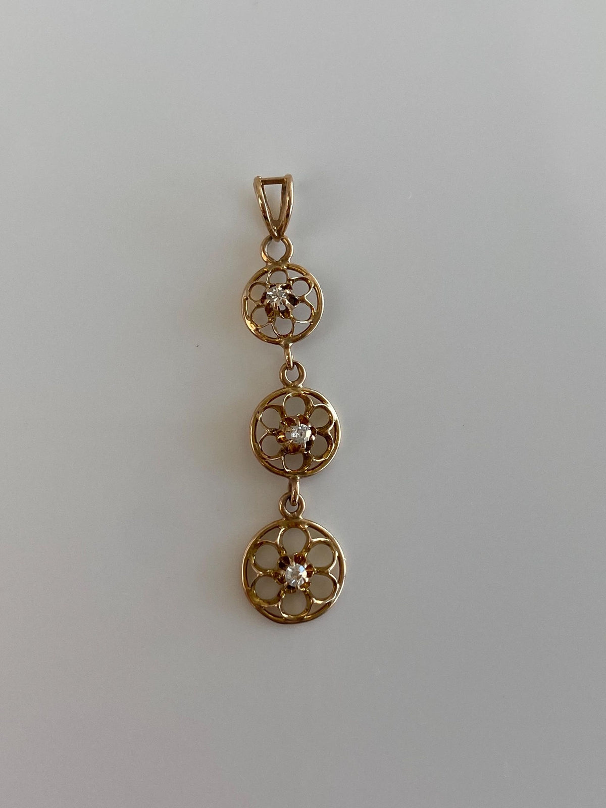 Vintage Solid 10k Yellow Gold Diamonds Open Work Dangle Charm