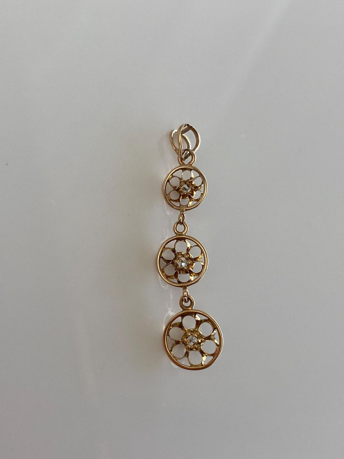 Vintage Solid 10k Yellow Gold Diamonds Open Work Dangle Charm