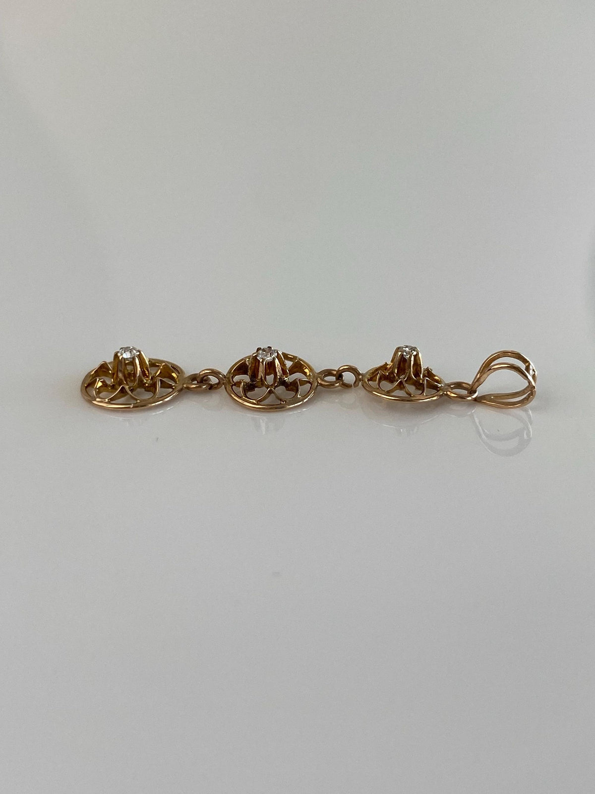Vintage Solid 10k Yellow Gold Diamonds Open Work Dangle Charm