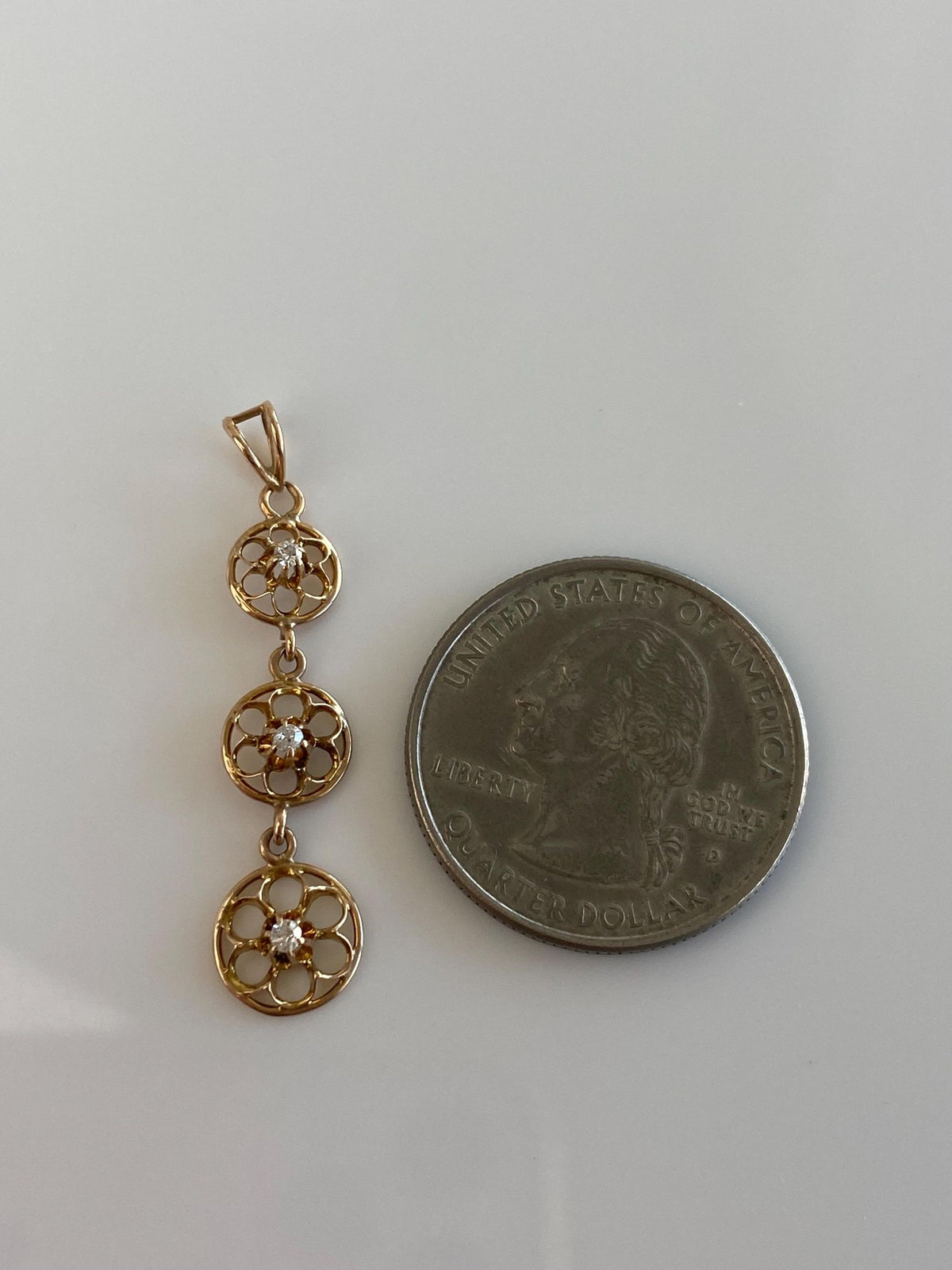 Vintage Solid 10k Yellow Gold Diamonds Open Work Dangle Charm