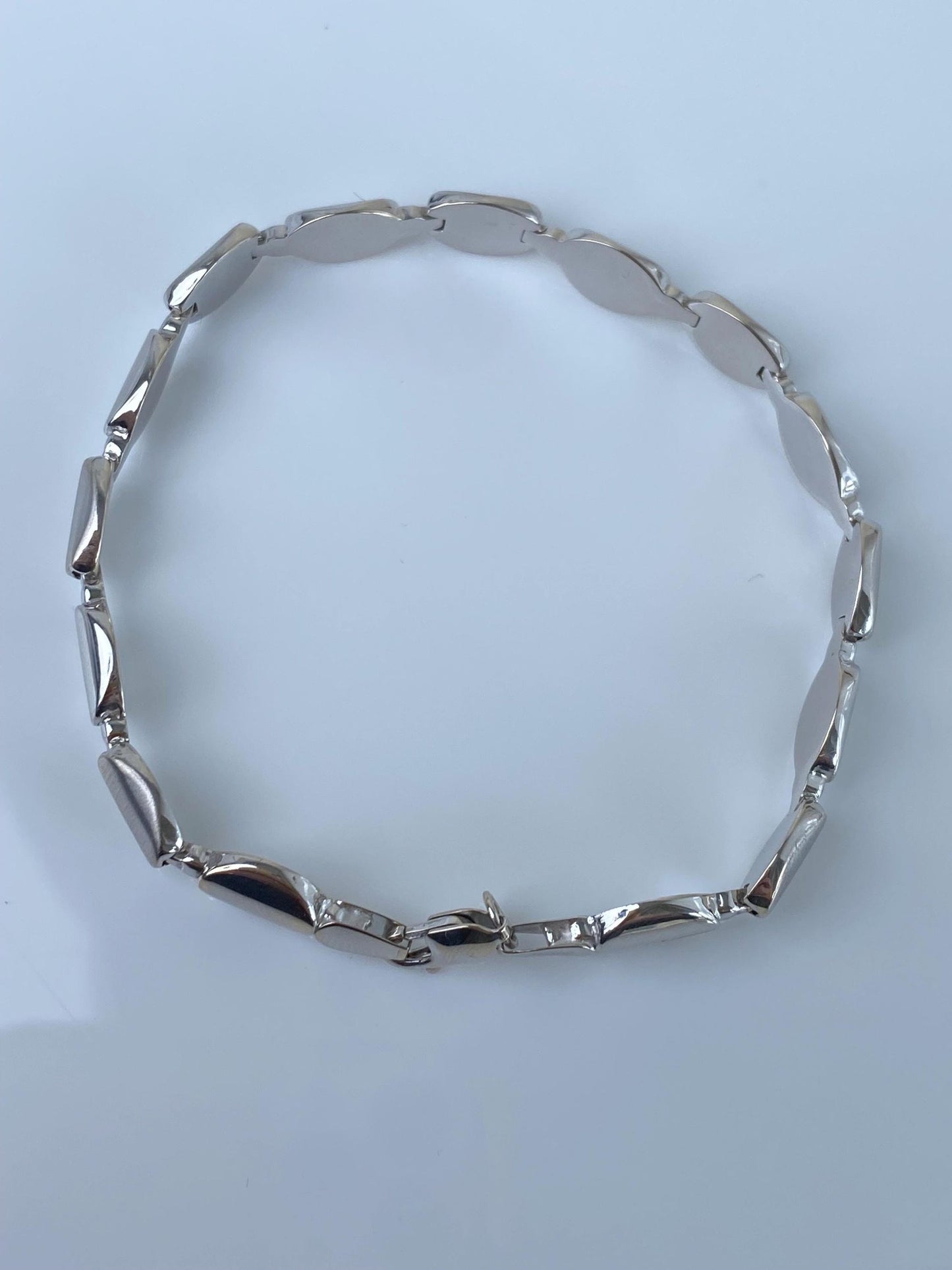 Vintage 14k White Gold Oval Link Bracelet - 7.5 inches