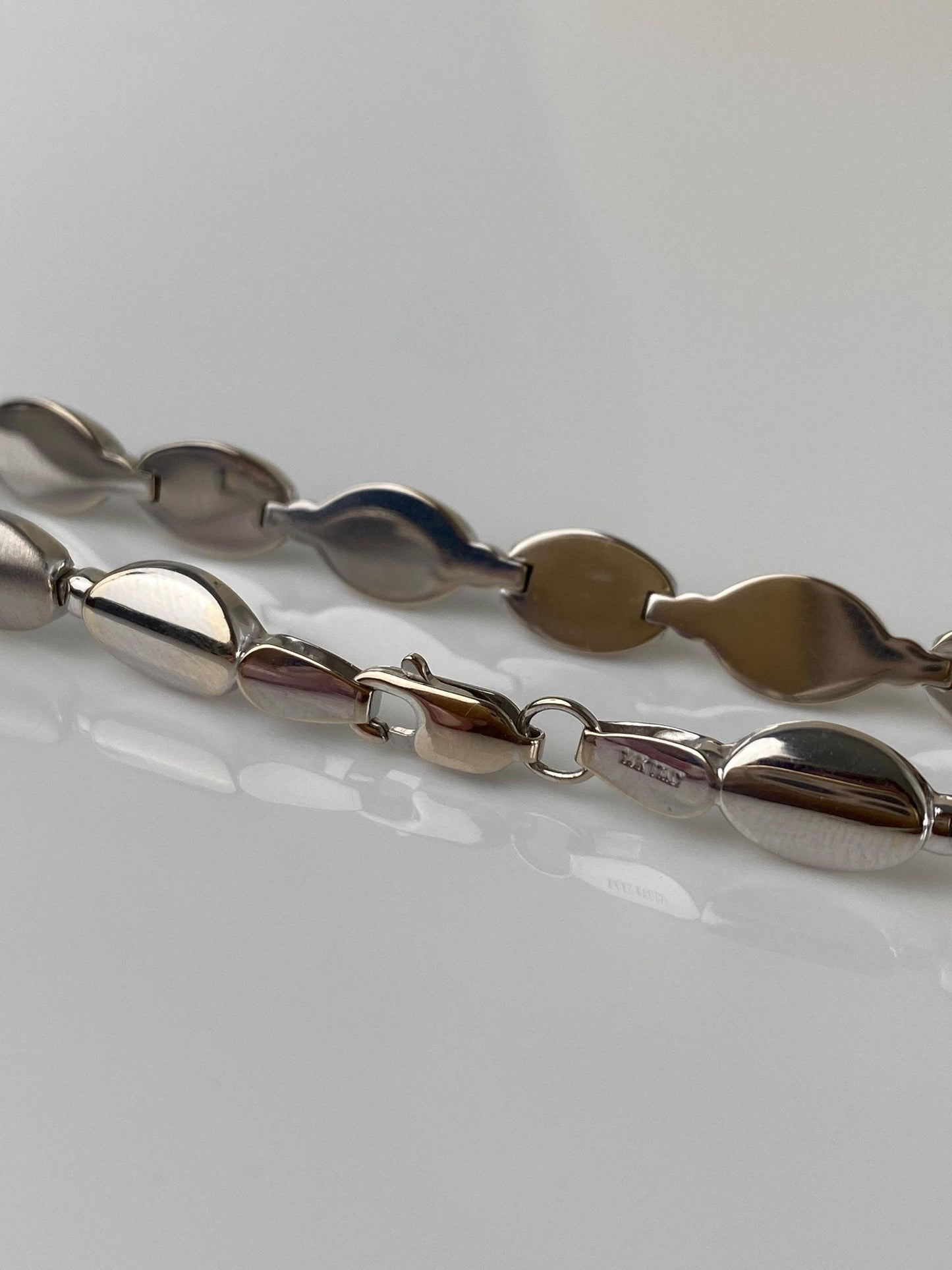 Vintage 14k White Gold Oval Link Bracelet - 7.5 inches