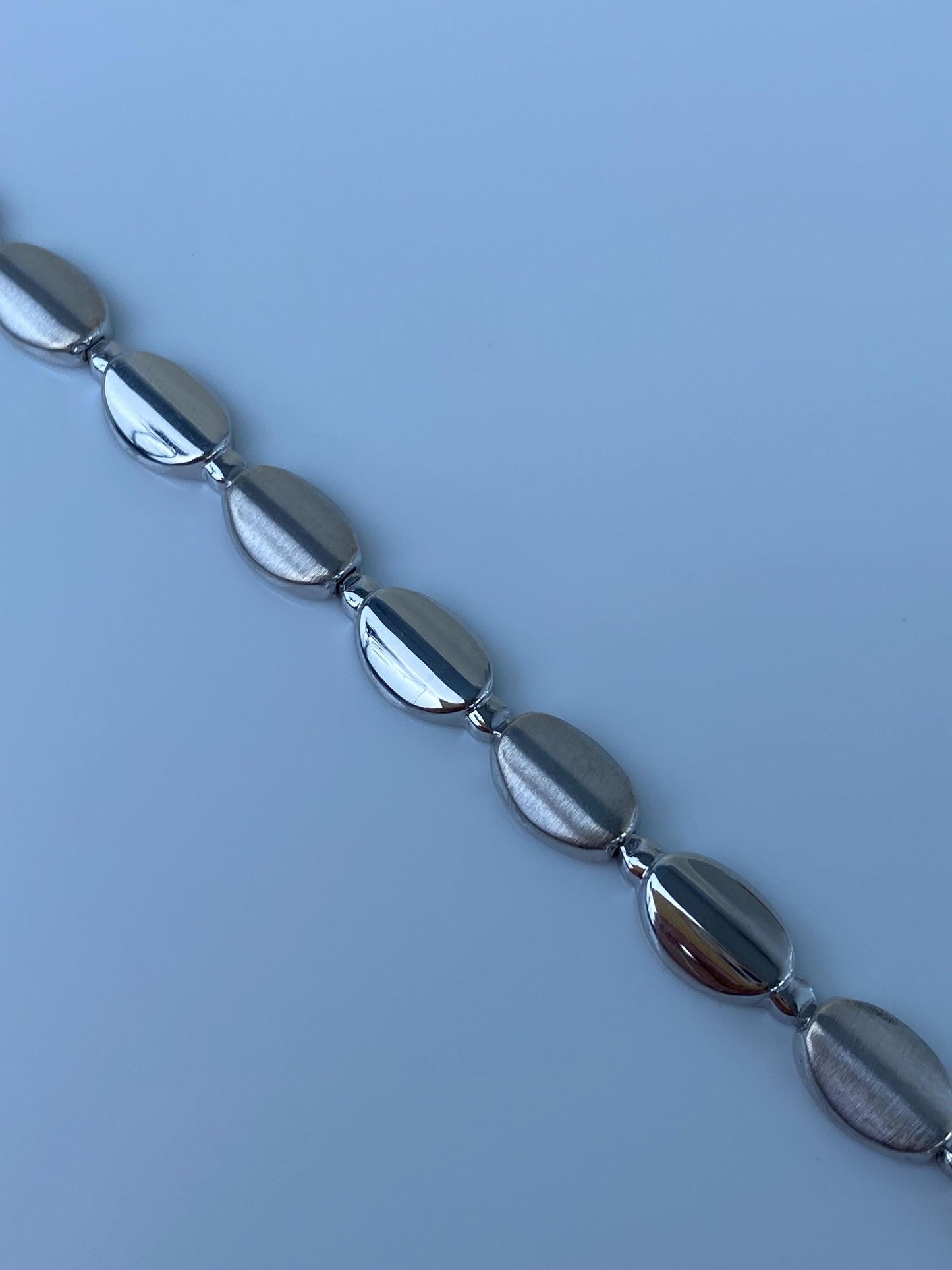 Vintage 14k White Gold Oval Link Bracelet - 7.5 inches