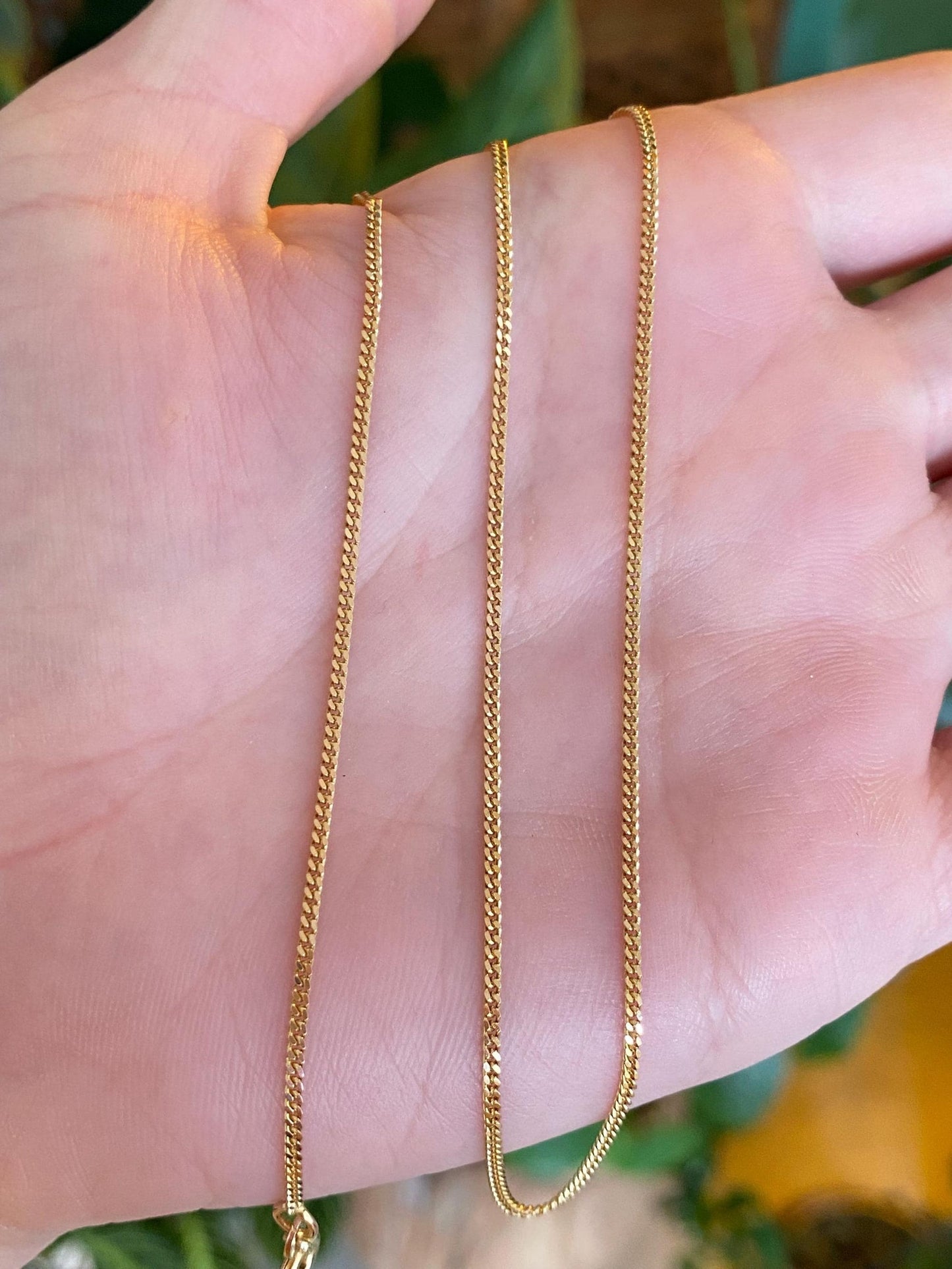 Vintage Solid 14k Yellow Gold Tight Curb Chain Necklace - 15.75 inches