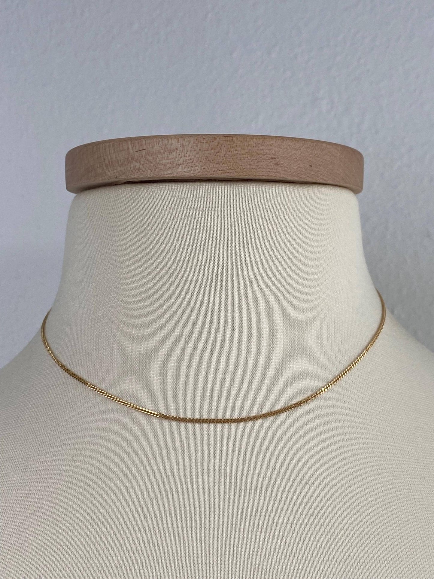 Vintage Solid 14k Yellow Gold Tight Curb Chain Necklace - 15.75 inches