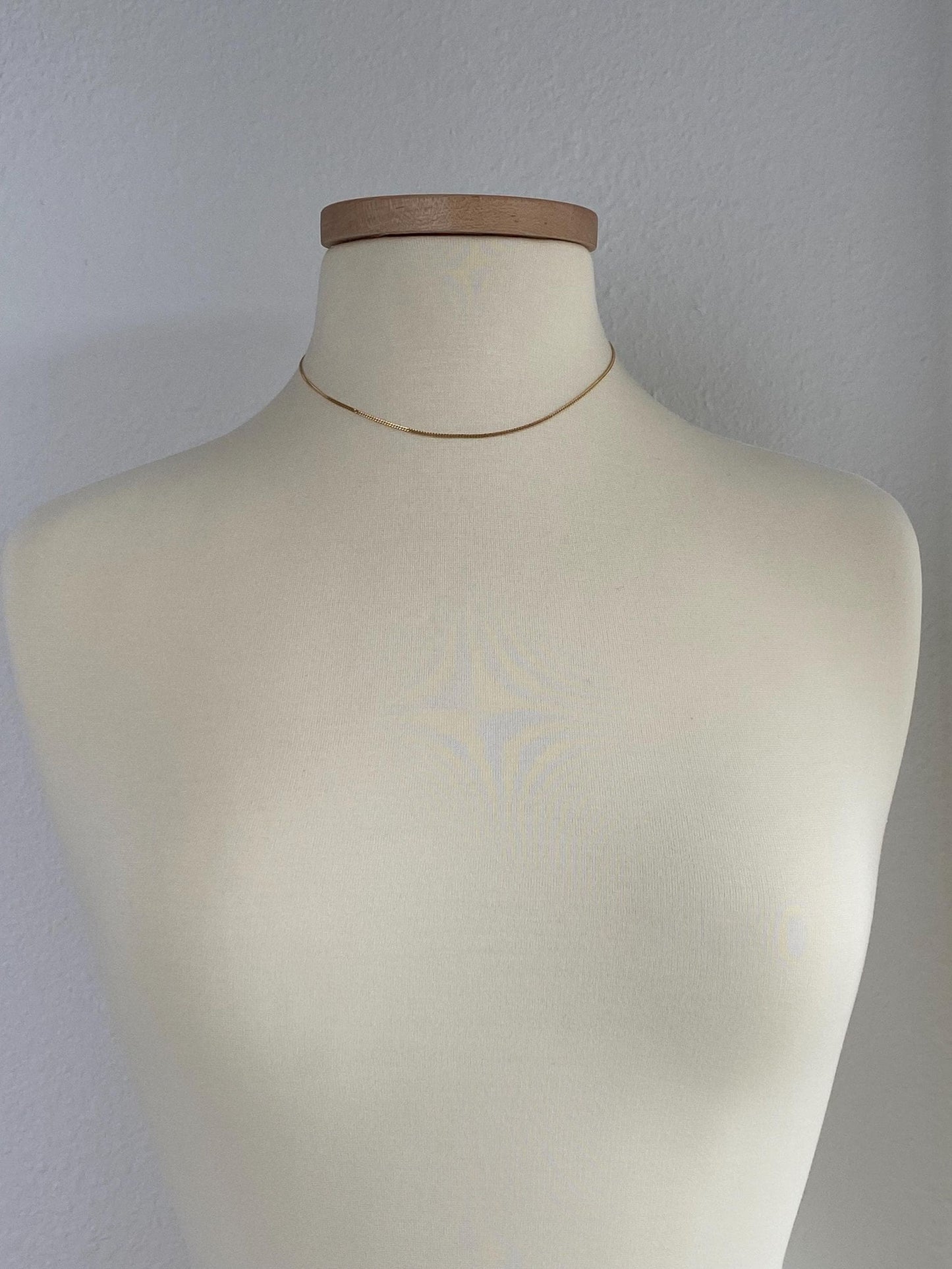 Vintage Solid 14k Yellow Gold Tight Curb Chain Necklace - 15.75 inches