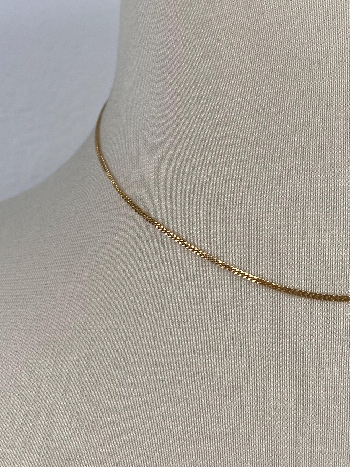 Vintage Solid 14k Yellow Gold Tight Curb Chain Necklace - 15.75 inches