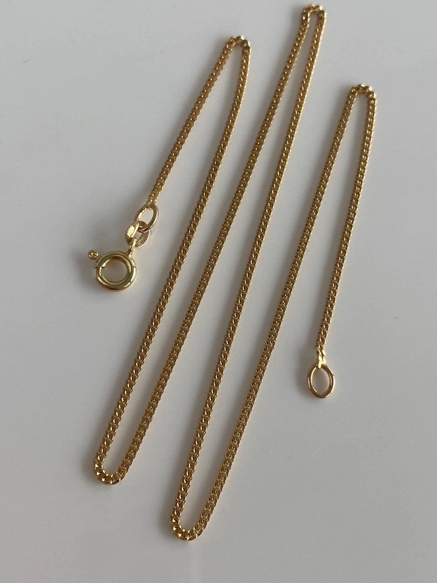 Vintage Solid 14k Yellow Gold Tight Curb Chain Necklace - 15.75 inches