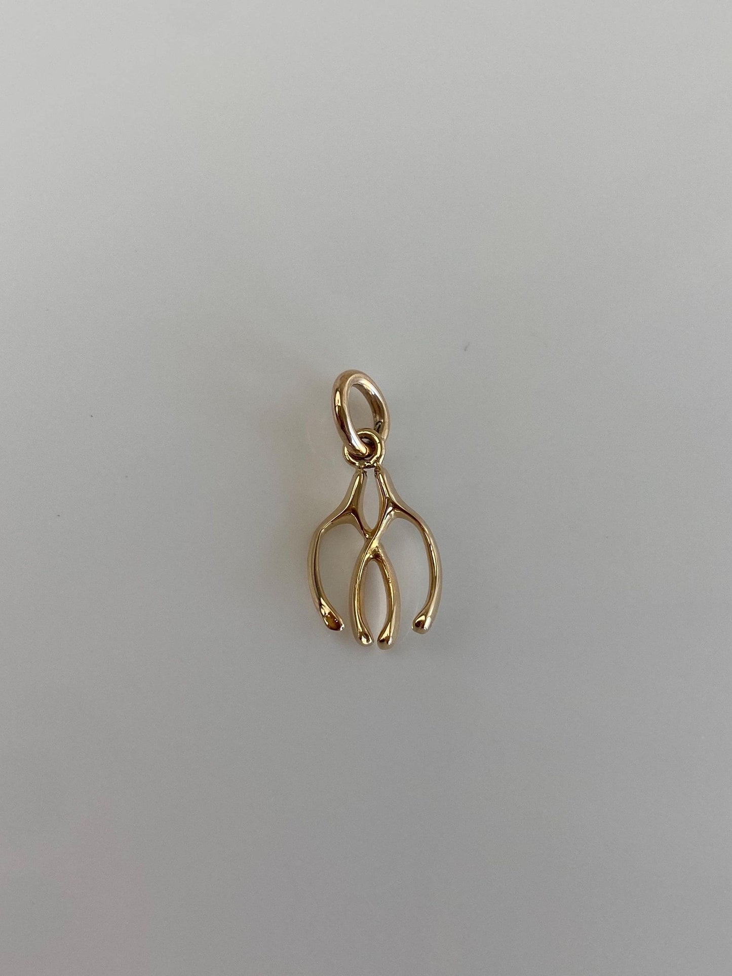 Vintage Solid 14k Yellow Gold Double Wishbone Charm