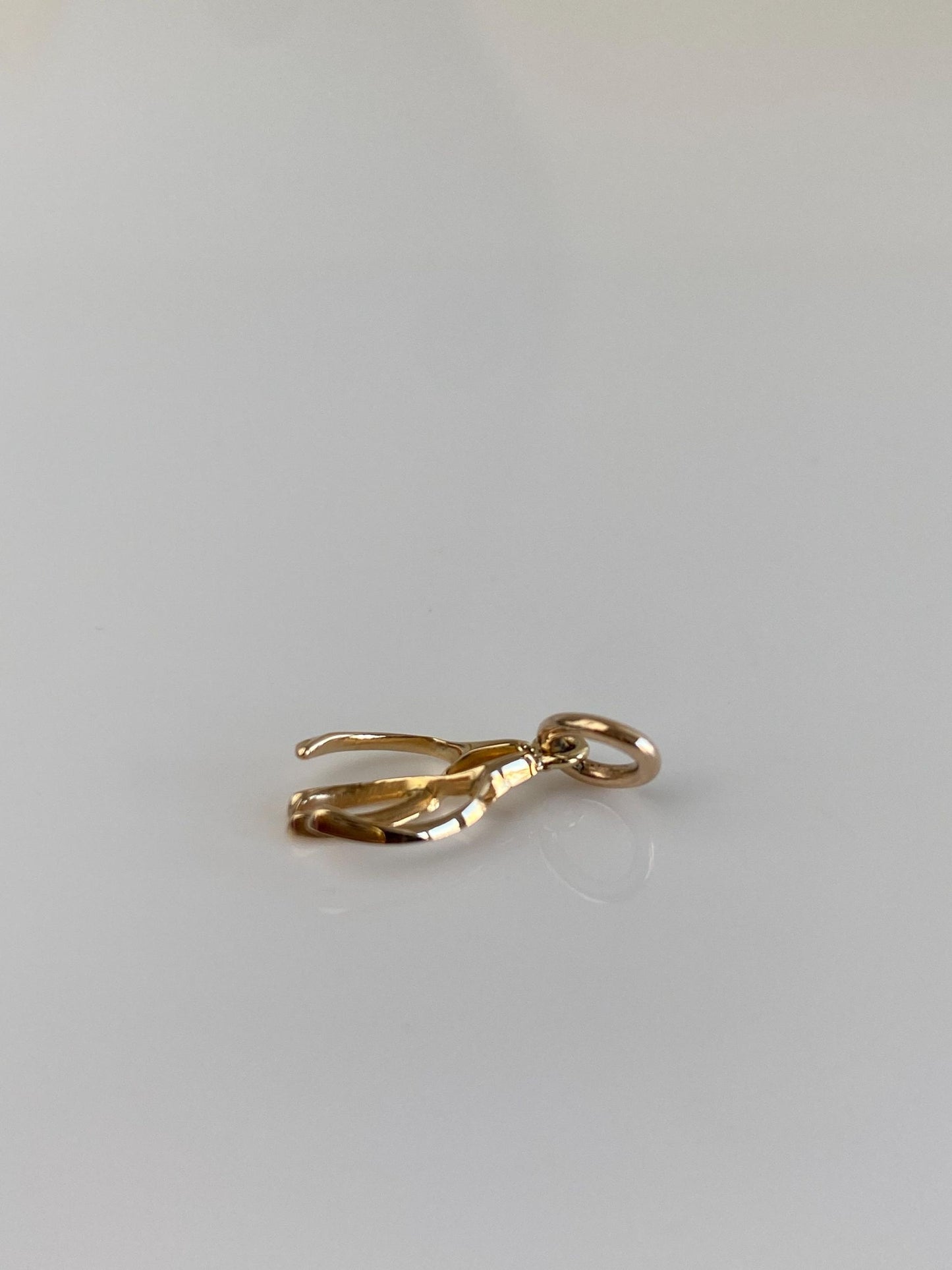 Vintage Solid 14k Yellow Gold Double Wishbone Charm