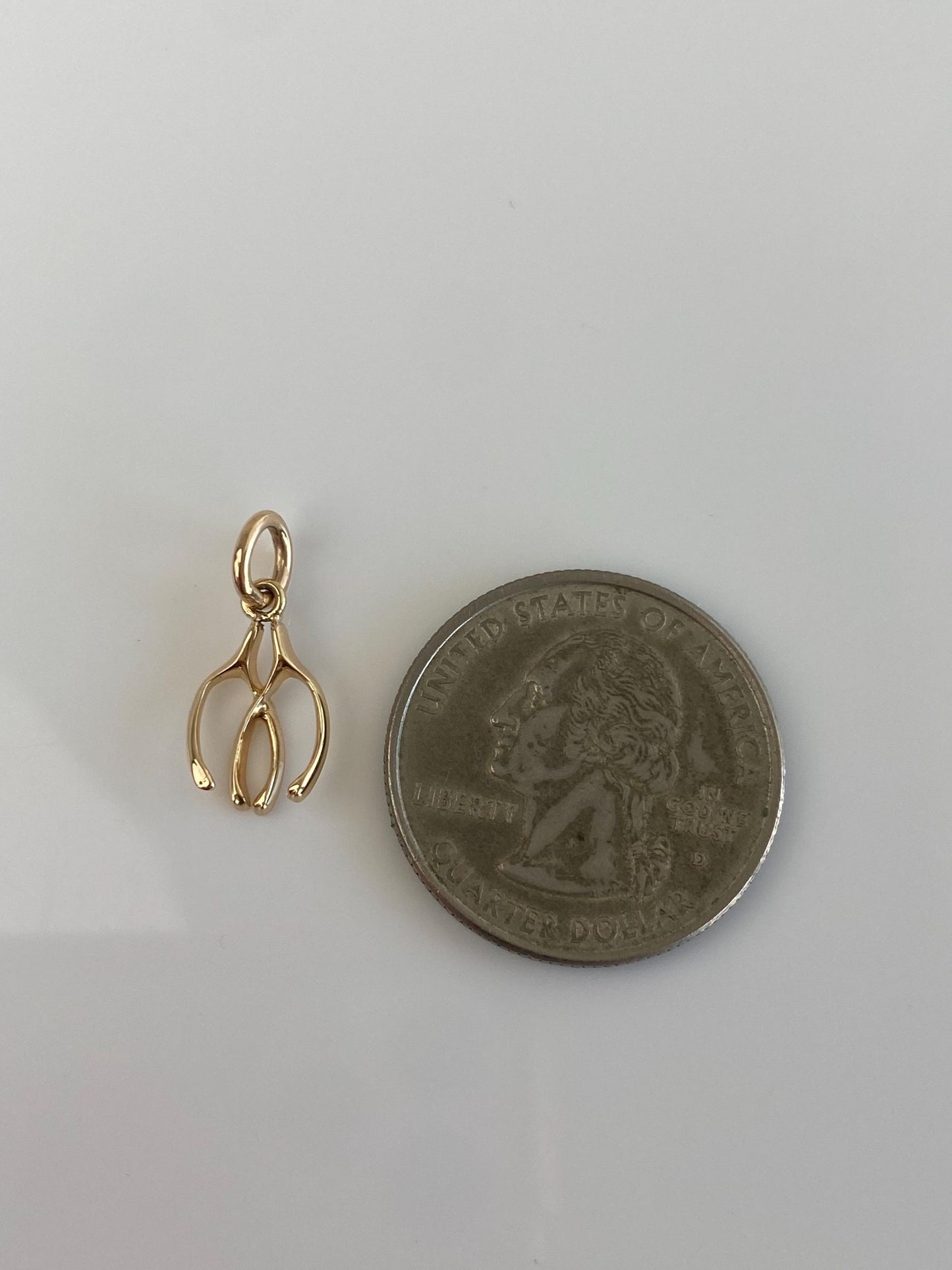 Vintage Solid 14k Yellow Gold Double Wishbone Charm