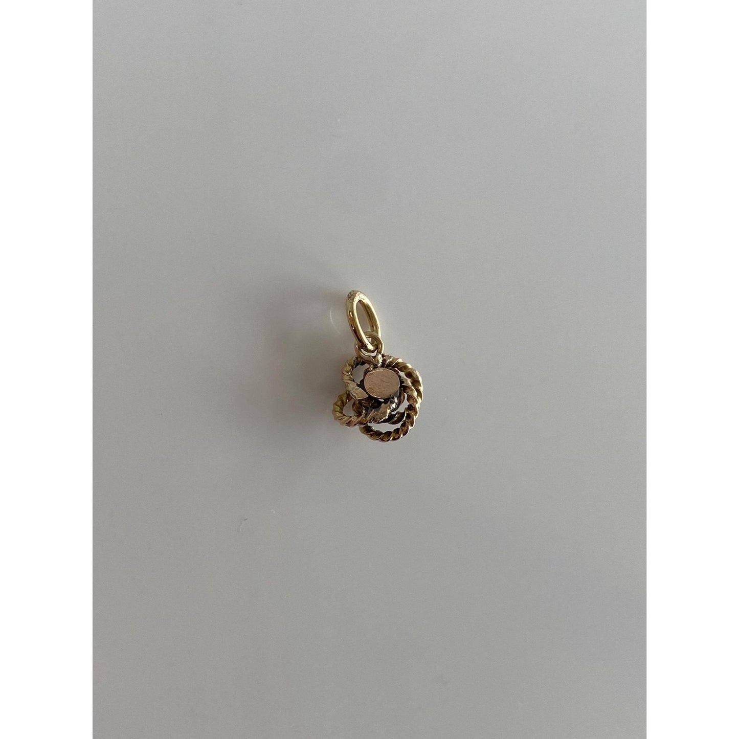 Solid 14k Yellow Gold Garnet Knot Charm