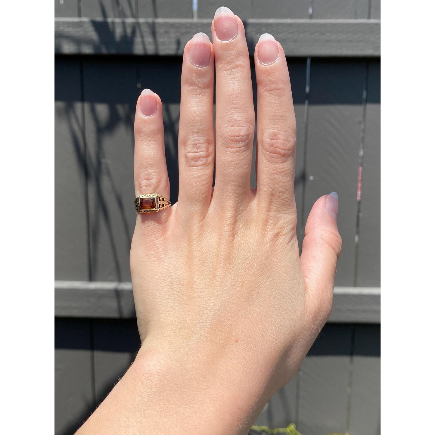 Vintage Solid 14k Yellow Gold Citrine Ring - Size 3.5